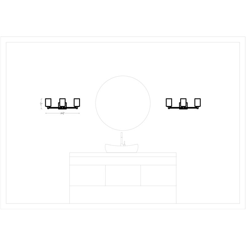 Luisa bath wall sconce with clear fluted glass shades, 3, Brushed Steel