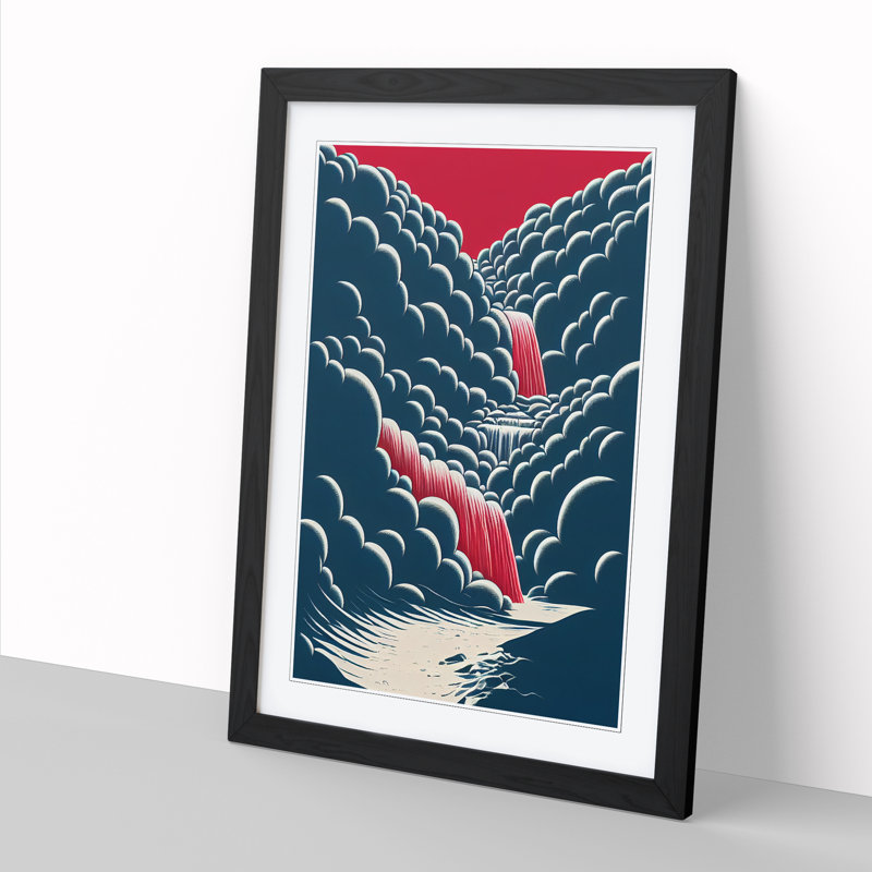 Pop Art Waterfall - Picture Frame Print, 34cm H x 25cm W x 2cm D, Black