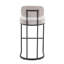 Tabouret de bar à hauteur fixe en métal noir et tissu gris clair - ensemble de 2-266201409-266201410