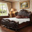  Lit tapissier en similicuir brun foncé avec garniture cloutée Brighton-1078953226