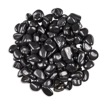 Rivora Nero Polished Quartzite Landscaping Pebbles, 0.25-0.75 in. (55 Bags, 40 lbs/Bag)