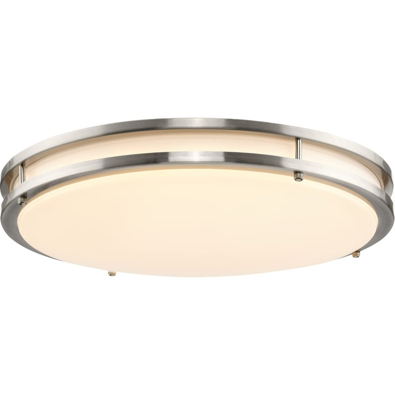 Plafonnier encastré 5 lumières, Nickel brossé, H 3,2 po x l 17,7 po x P 17,7 po