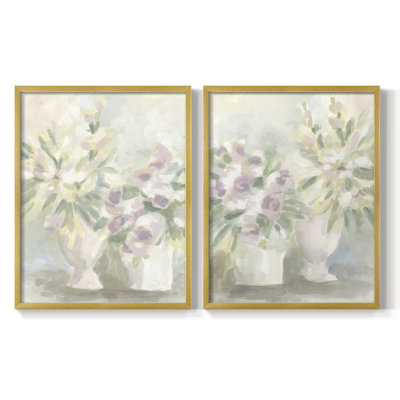 Impression florale délavée I-Premium - prêt à accrocher - aucun clou requis - aucun clou requis