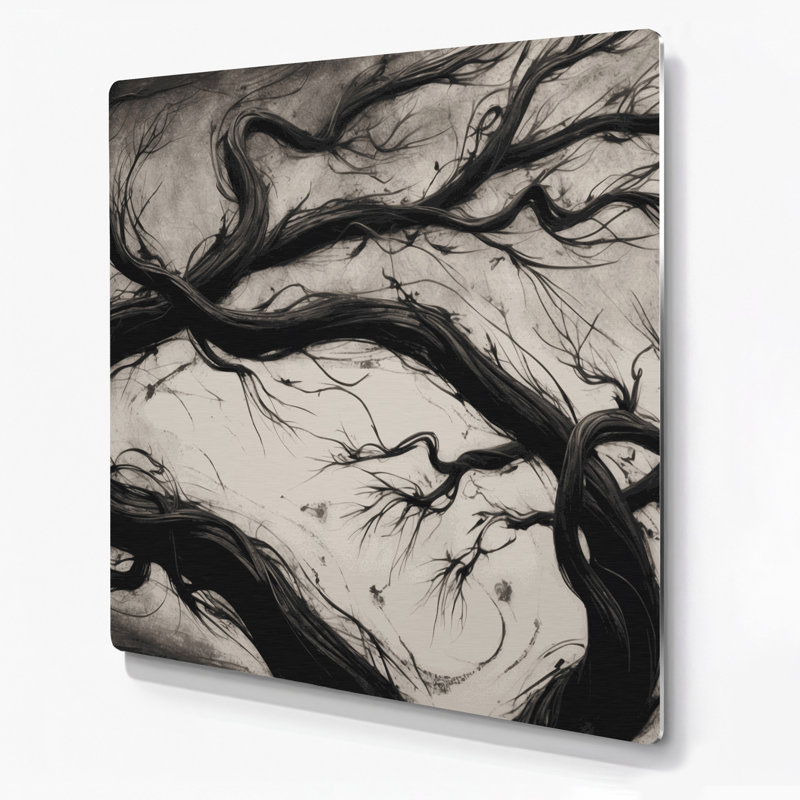 Halloween Twisted branches Beige Metal Wall Art, 12" H x 12" W