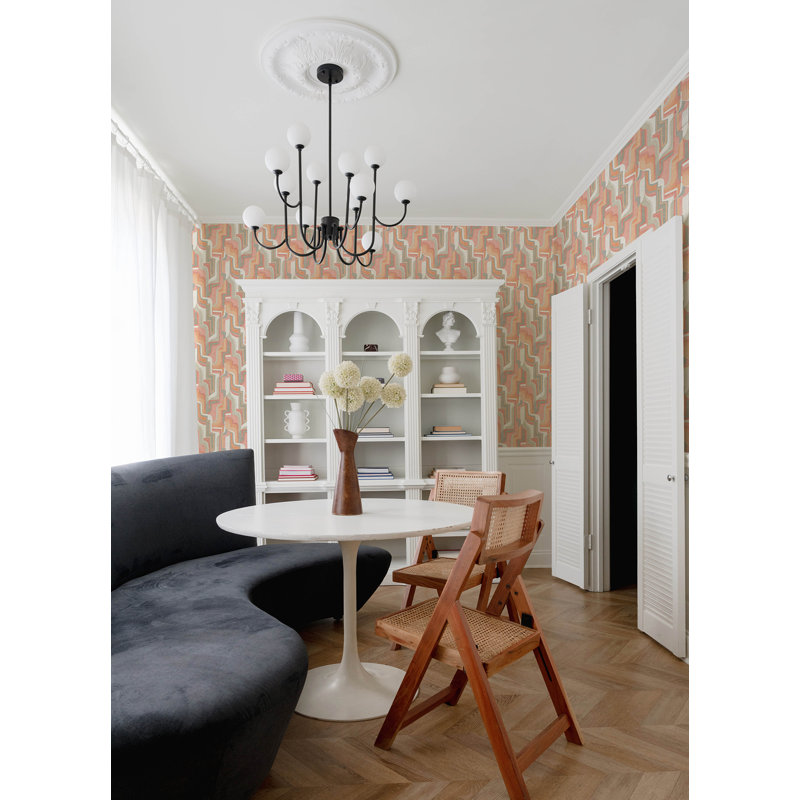 Tulum Khaki Surreal Shapes Wallpaper, Pink