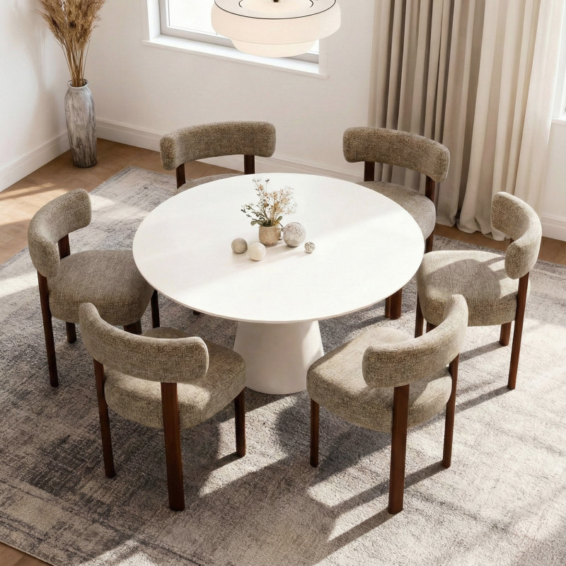 48.5cm H Upholstered Upholstered Back Side Chair, Camel Fabric