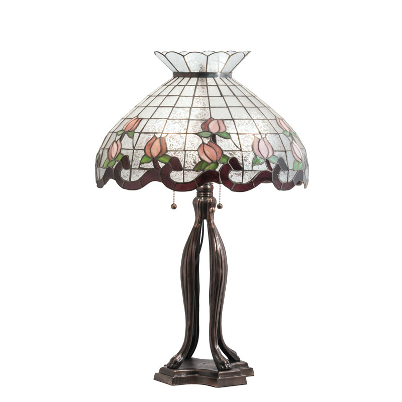 Lampe de table 32 "haute rose, Beige/rose/vert, H 32 po x l 23 po x P 23 po