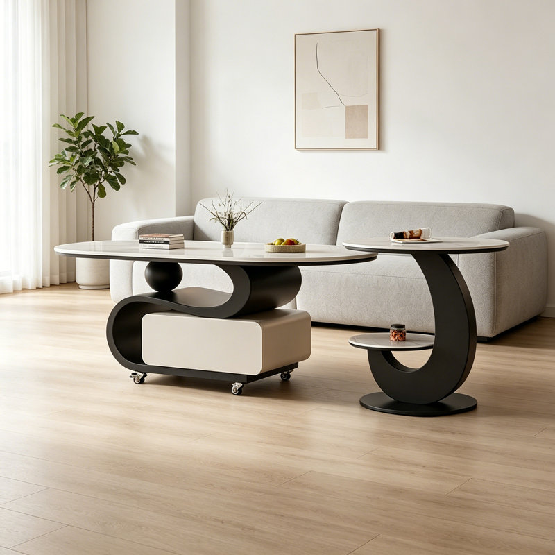Manny, H 17,71 po x L 31,49 po x l 15,74 po, Blanc / Gris, Marbre