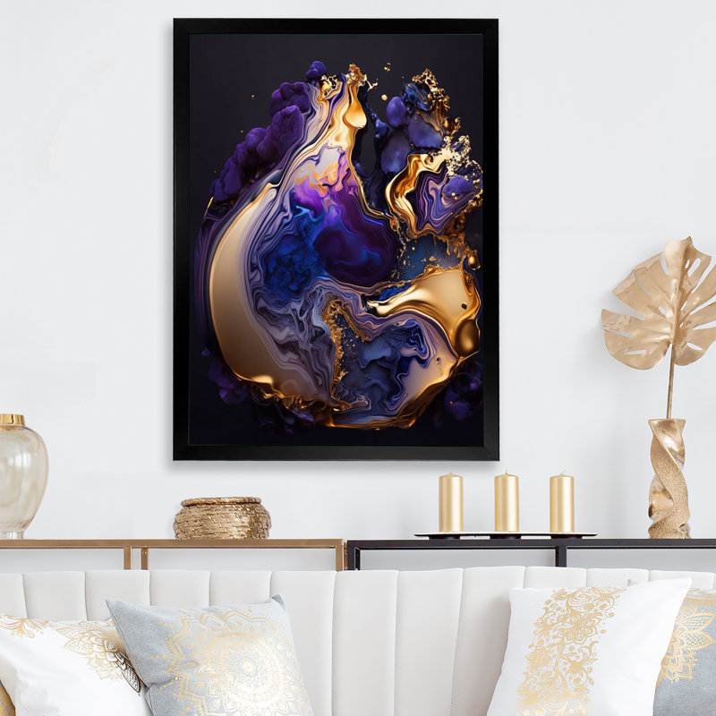 «Abstract Marble Geode Mauve II», reproduction sur toile, H 32 po x l 16 po x P 1 po, Impression noire sur toile encadrée