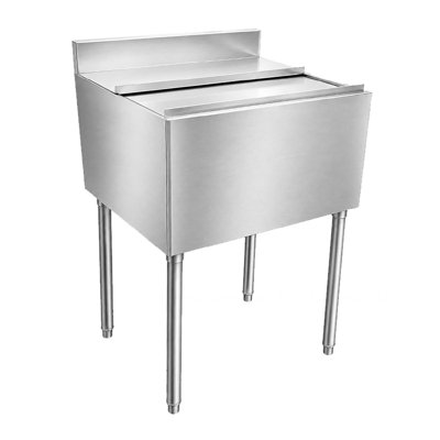 Commercial Ice Bin, 24" Stainless Steel Ice Chest with Sliding Lid, Ice Bin Chest Cooler, Ice Bins, Ice Bucket, Ice Container, Ice Holder, With Drain Pipe, For Restaurant Pub Cafe Commercial Use