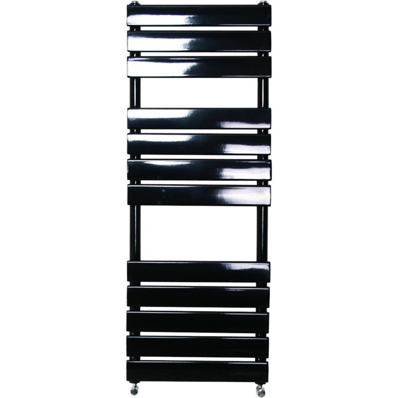 Burruss Flat Panel Heated Towel Rail Ladder Warmer Heater, 120cm H x 45cm W x 6.2cm D, Black