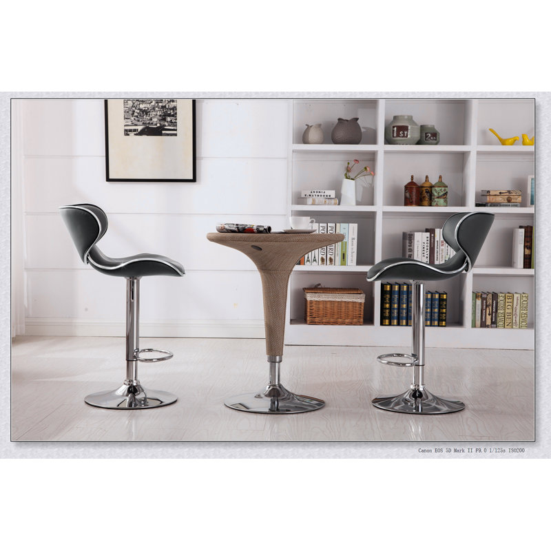 Ensemble de 2 tabourets pivotants réglables Masaccio avec base chromée Airlift, Gris