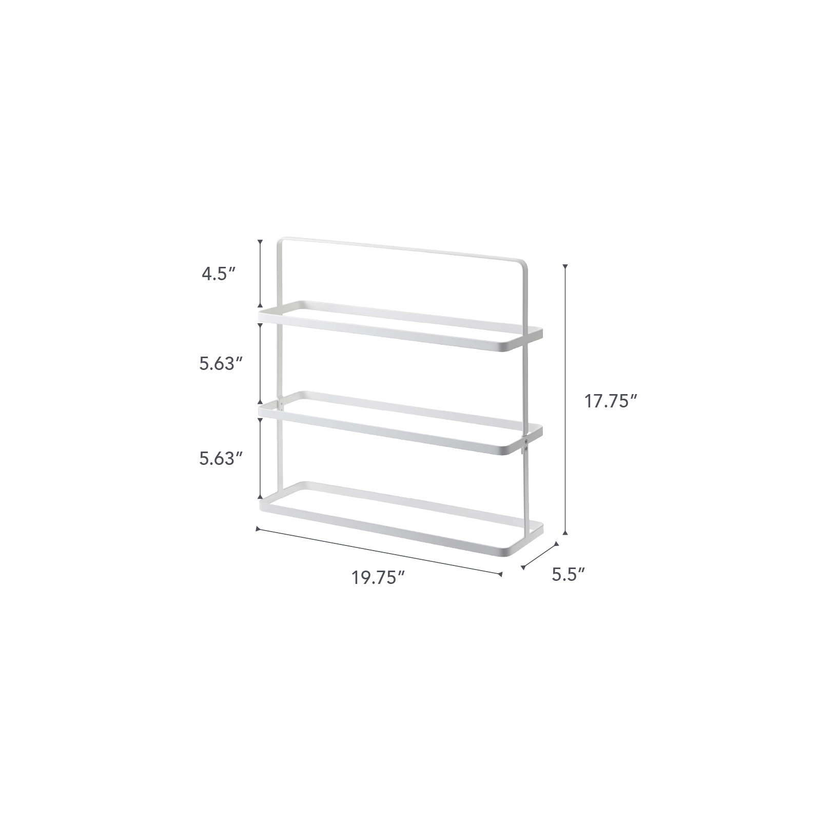 Yamazaki Home Shoe Rack, Wide, Short, Steel, Short, Holds 6 to 9 shoes, Handles, White