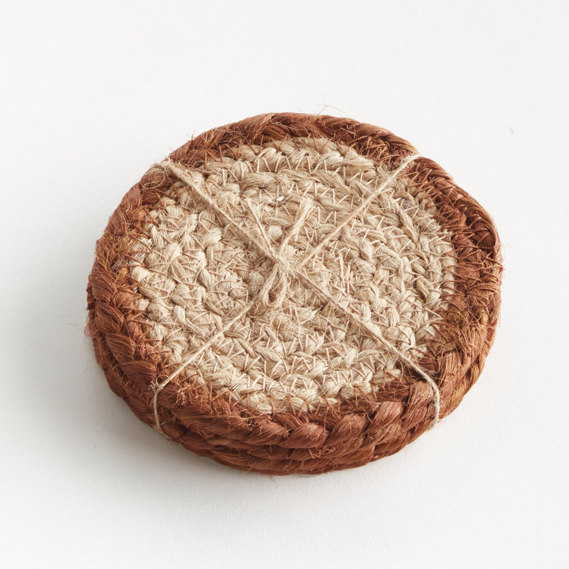 Sous-verre de jute, ensemble de 4, Rouge/brun clair