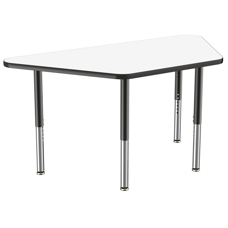 Table d'activité trapézoïdale effaçable à sec avec pieds réglables, 30 po x 60 po, Tableau blanc / noir, Super