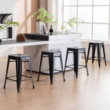 24''H Modern Counter Stool with Metal Frame, Backless Stackable Bar Stool