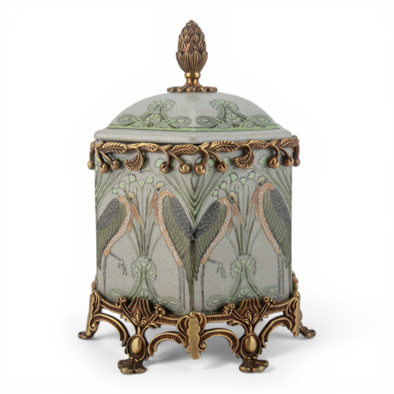 Porcelain Hexagonal Box With Bronze Ormolu