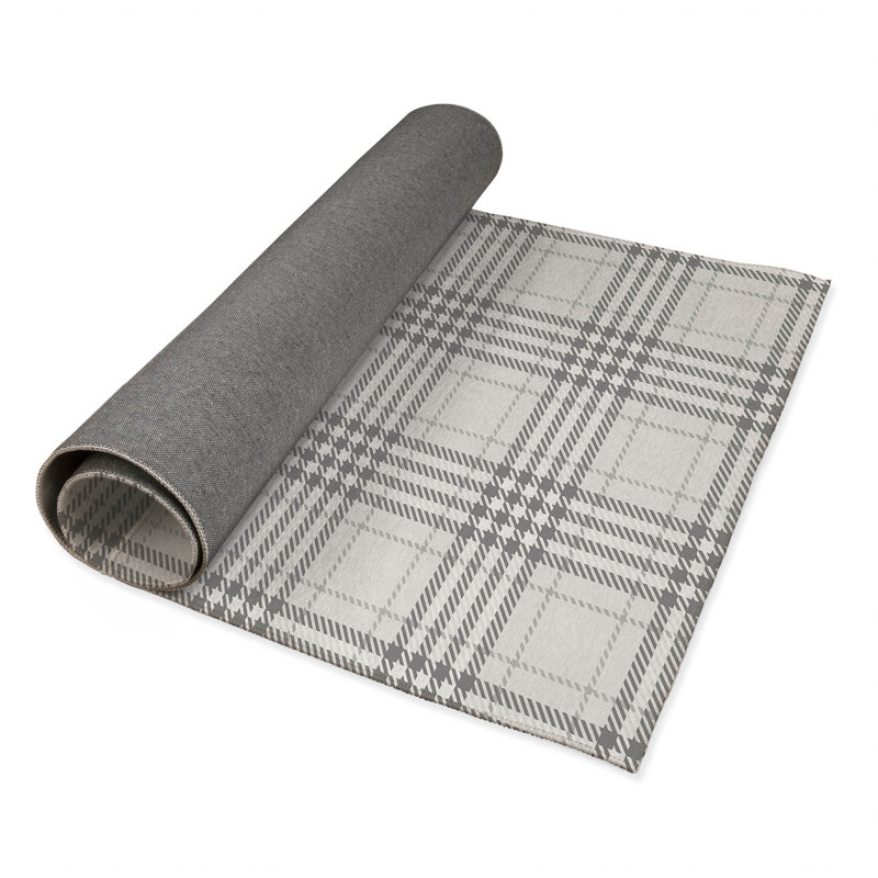 Christopher Plaid Kids Play Mat, Rectangle 4' x 6', Ivory/Charcoal