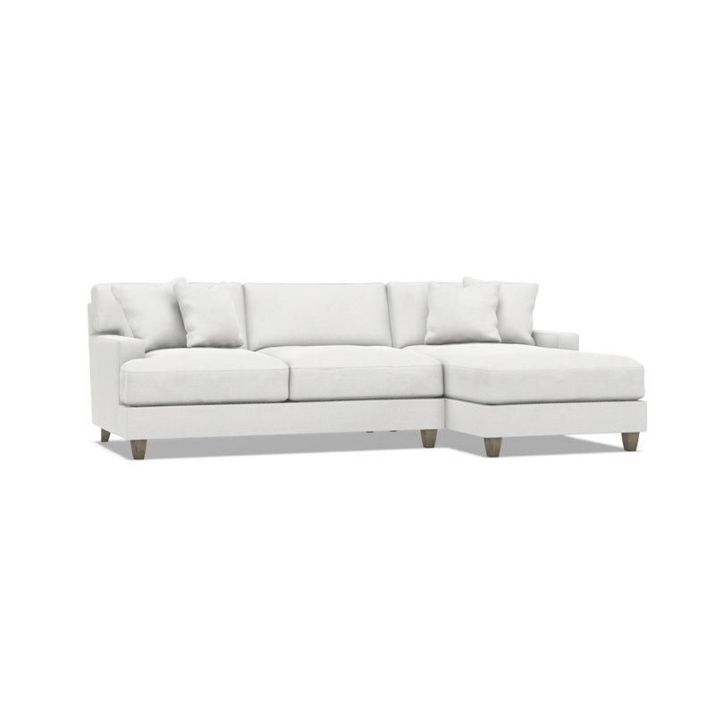 Mila 2-Piece Fabric Sectional, White Polyester Blend, Right Hand Facing, 33.5" H x 101" W x 61" D