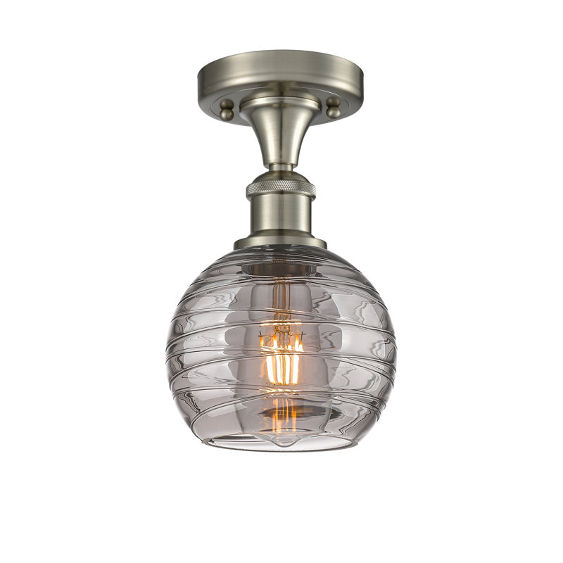 Plafonnier semi-encastré 1 lumière Wager, H 9,38 po x l 12 po x P 12 po, Nickel