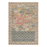 Rug & Kilim’S Distressed Dragon Rug In Blue, Ochre And Red Pictorial Patterns