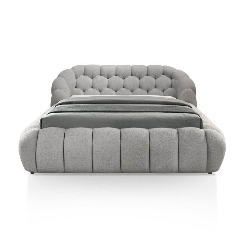 Lit tapissier 1 pièce Est, Très grand lit, Gris