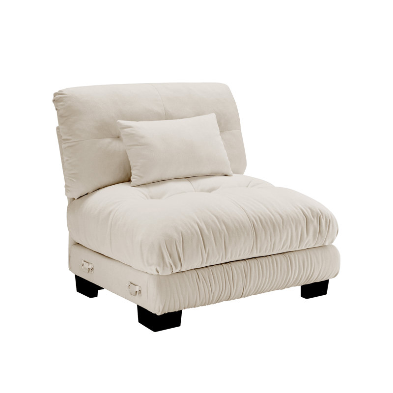 Pariss Armless Sofa W/1 Pillow - Light Coffee, Light Coffee 