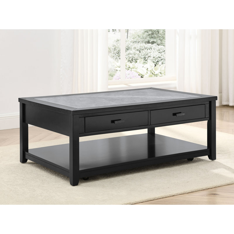 Garvine - Table basse en pierre frittée - Noir