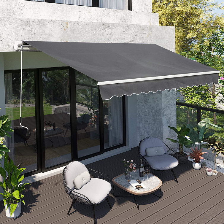 Dakota Fields 395cm W x 250cm D Polyester Cover Retractable Patio Awning