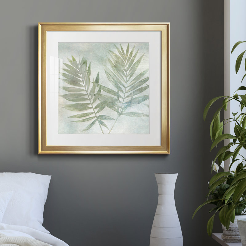 «Soft Leaves II» par J Paul, reproduction d'art sur papier encadrée, Papier encadré doré, H 34,5 po x l 34,5 po x P 1,5 po