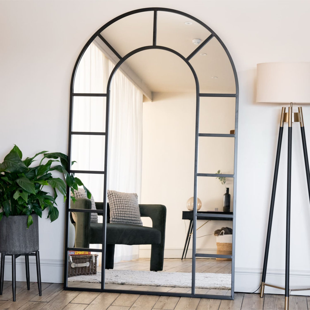 Mio - Black Metal Arched Window Wall & Leaner Mirror - Image 3