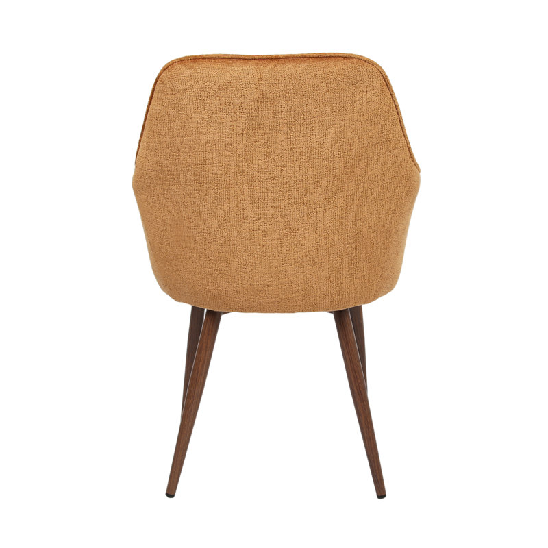46cm H Upholstered Metal Upholstered Back Armchair, Walnut, Orange