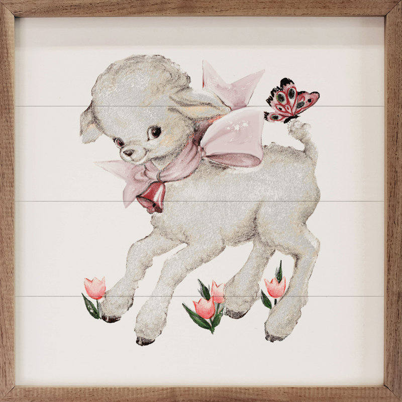 Easter Lamb With Tulips White, 16" H x 16" W x 1" D