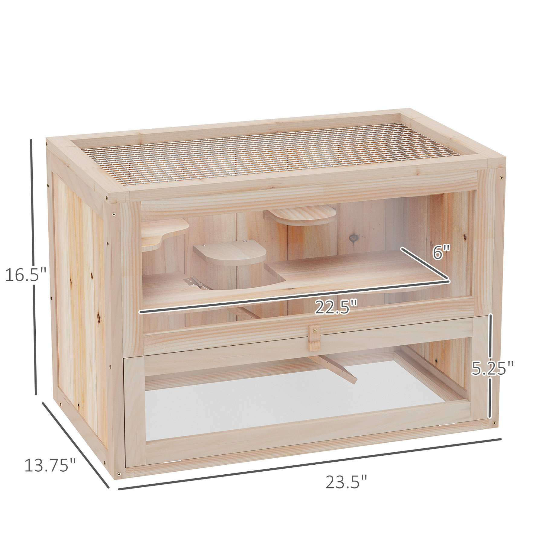 Ebern Designs Hamster Enclosure - 2 Levels, Fir Wood, Good Ventilation ...