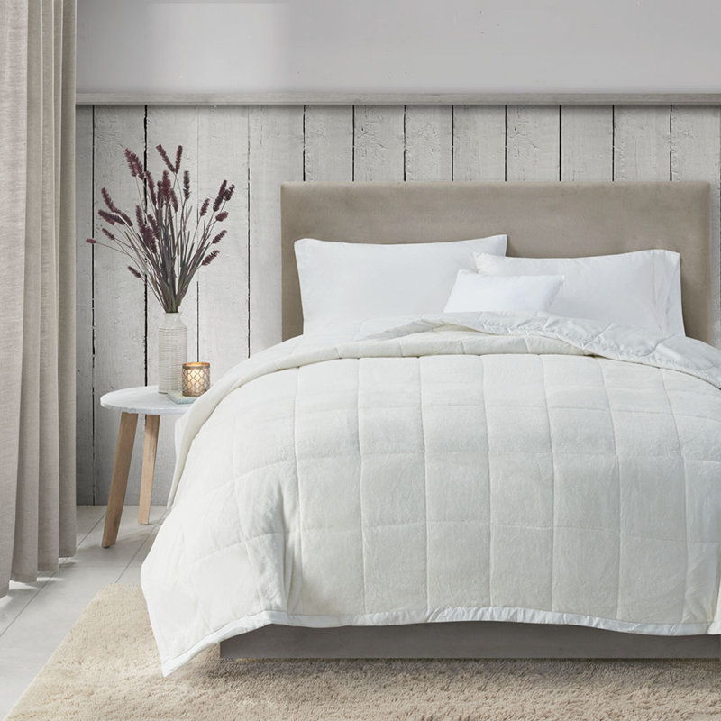 Couverture réversible en duvet Heiq Smart, L 89,99 po x l 65,99 po, Ivoire ivoire