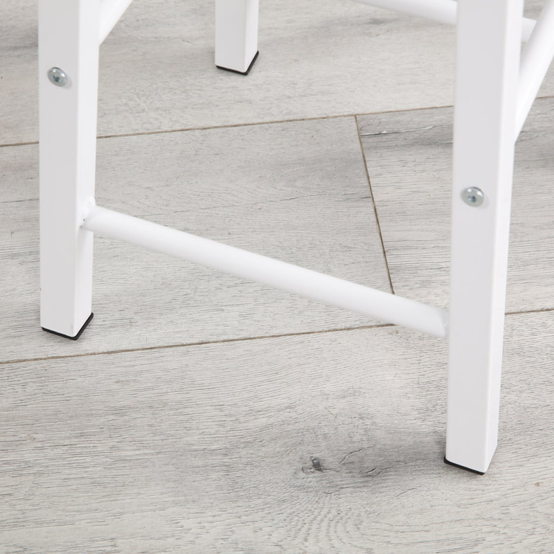 Table de bar en faux marbre noir avec 2 chaises de bar pour la maison, la cuisine et le bureau, Blanc