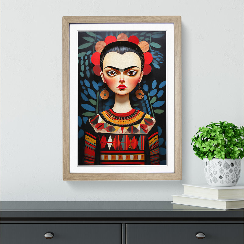 Frida Kahlo Constructivism - Framed Print, Oak, 34cm H x 25cm W x 2cm D