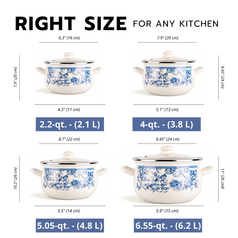 Marmite émaillée Blue Toile, 4 pintes