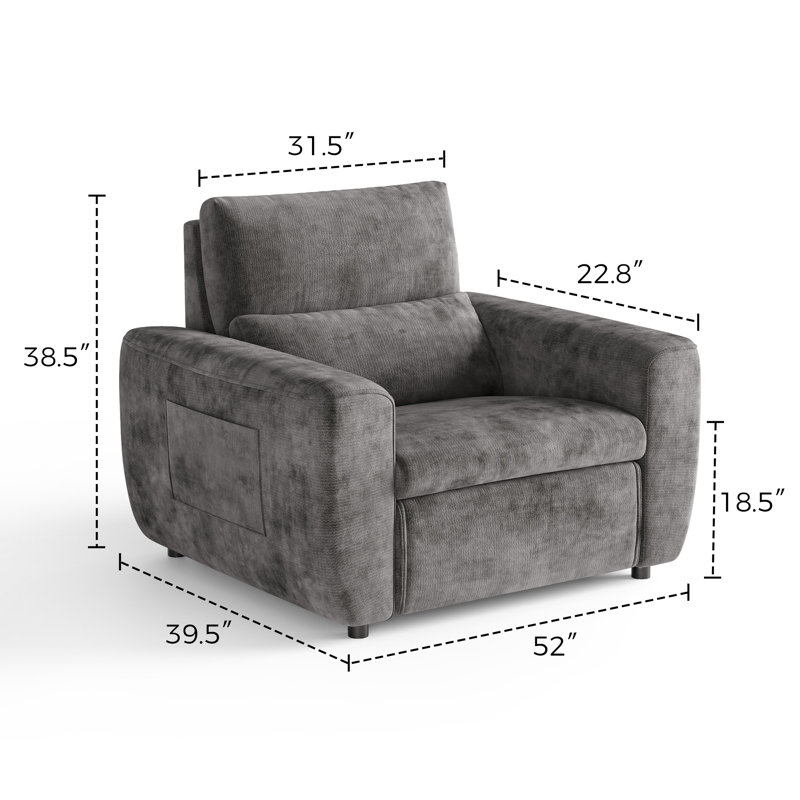 Fauteuil surdimensionné rembourré avec revêtement Itohan, Gris