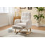 Chaise berçante avec pieds en bois massif, chaise berçante rembourrée, avec poche latérale, fauteuil de salon avec dossier haut-949810394