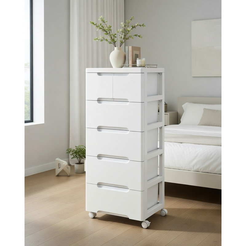Armoire de rangement roulante avec roulettes verrouillables, organisateur mobile à 6 tiroirs pour la maison, le bureau, la salle de classe et le salon, blanc