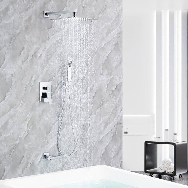 Complete Shower System with Rough in-Valve, Polished Chrome