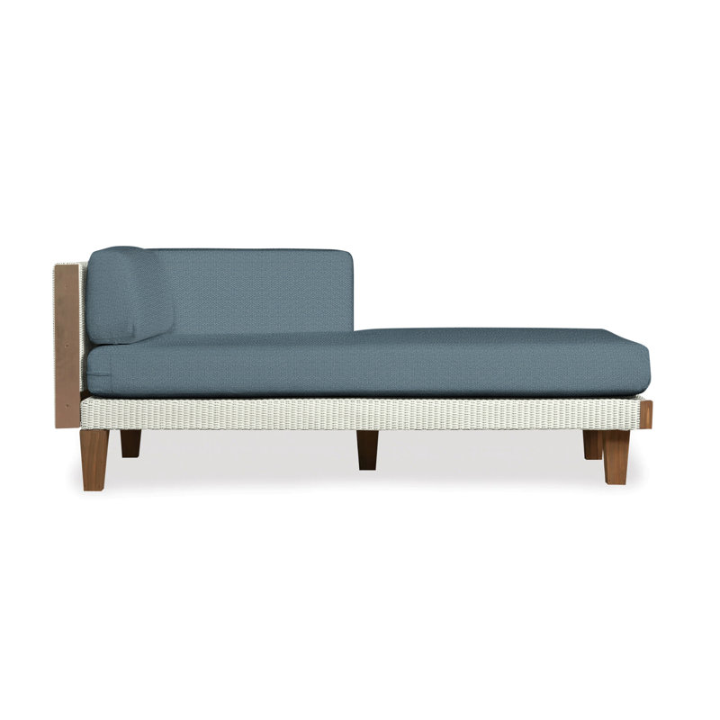 Catalina Outdoor Teak Chaise Lounge, Sailcloth Seagull, Ivory