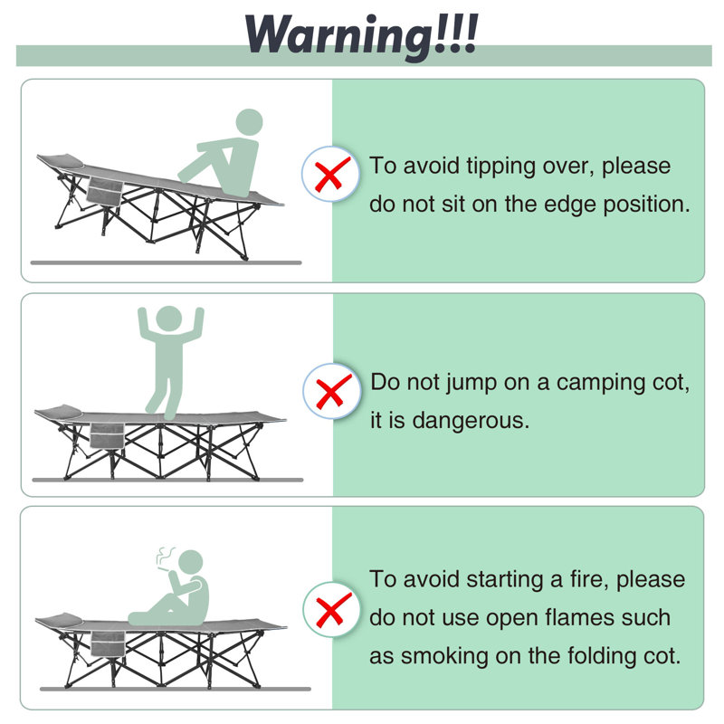 Gray XXL Folding Camping Cot with Mattress and Carry Bag