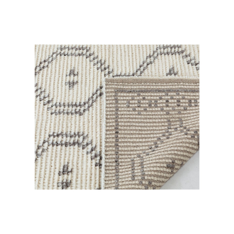 Cairo Wool Geometric Area Rug in Gray/Ivory, Runner 2'6" x 7'