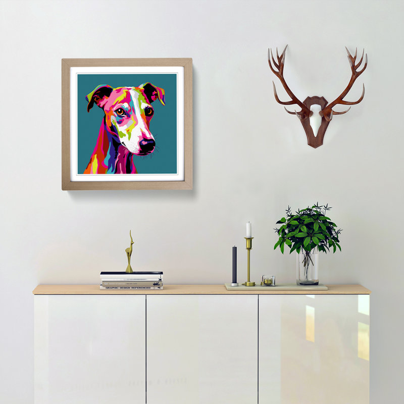 Whippet - Framed Print, Oak