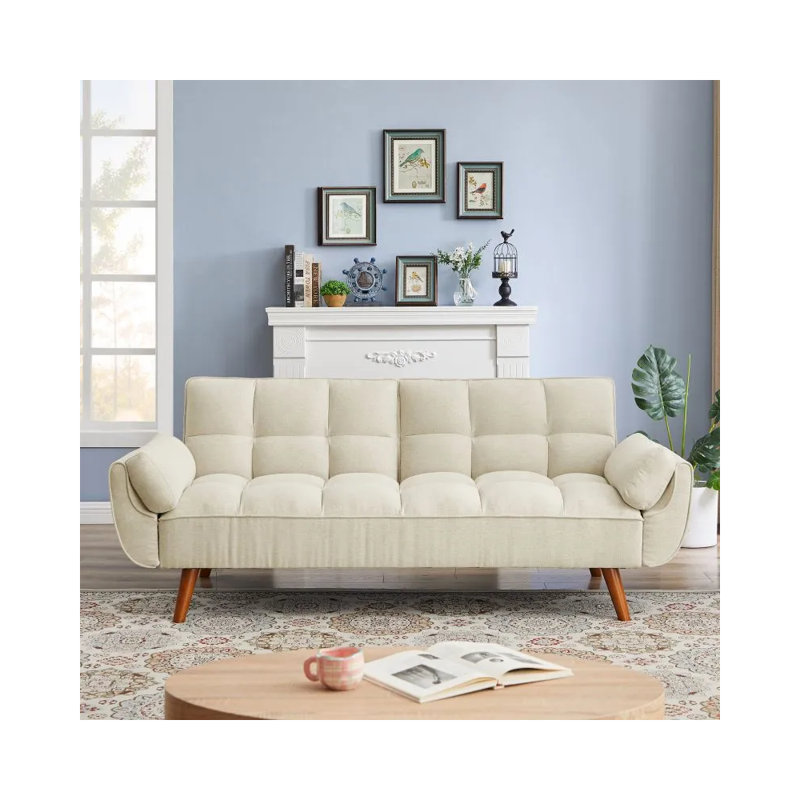 Canapé en velours avec dossier réglable, meubles de salon modernes à assemblage facile, capacité d'accueil de 600 lb, Beige