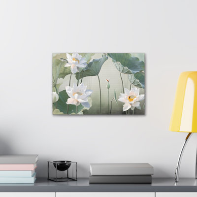Magnifique fleur blanche sur toile de lotus