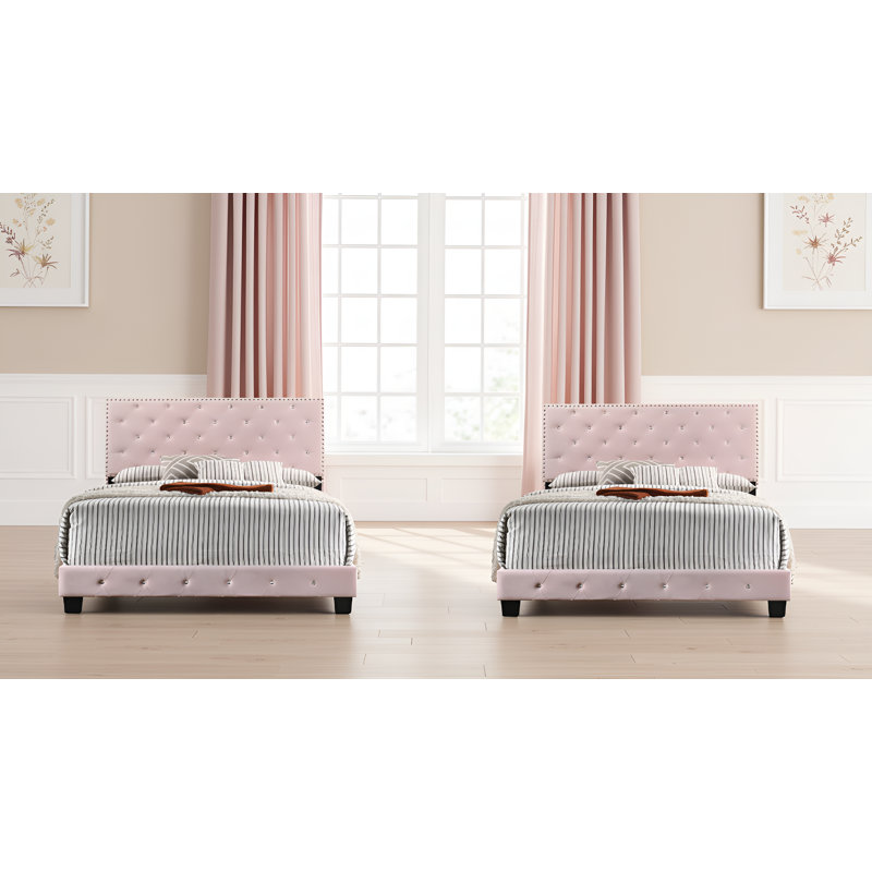 Ensemble de lit double en velours rose Modena, Full, Rose