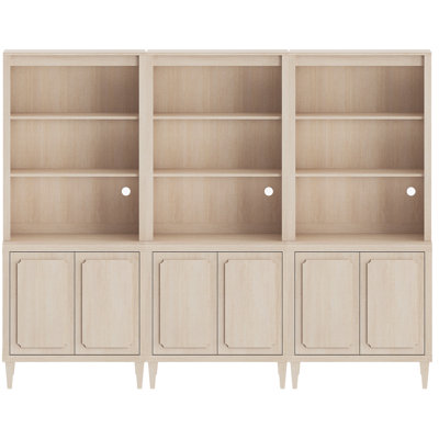 Grande bibliothèque modulaire avec portes, grande bibliothèque en bois avec rangement de 72,8 pouces, 3 ensembles